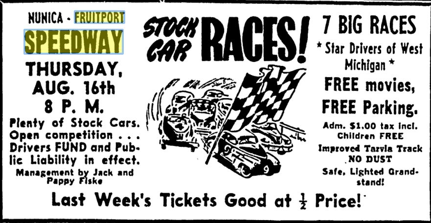 Nunica Speedway - Aug 1951